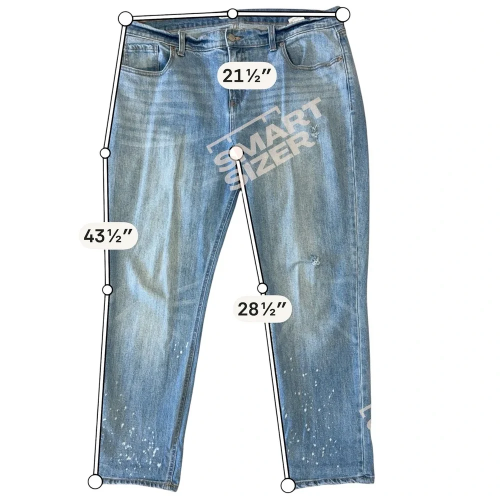 Old Navy Boyfriend‎ Jeans Womens 14 Light Wash Distressed Paint Splatter Relaxed